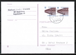 Bund 1379 als portoger. MeF mit 2x 40 Pf SWK aus Rolle auf Auslands-Postkarte von 1989-1991 in die CSSR