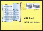 Bund 1340 als portoger. MeF mit 2x 50 Pf SWK aus Rolle auf Inlands-Postkarte von 1997-2002, codiert