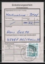 Bund 1342 als portoger. EF mit 80 Pf SWK D/u.g. aus MH auf Einlieferungsschein für einen Nachnahme-Brief von 1993-1997