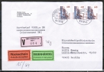 Bund 1811 als portoger. MeF mit 3x 640 Pf SWK aus Rolle auf Inlands-Wertbrief Eigenh./Rckschein 20-50g von 1997-1999