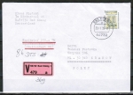 Bund 1691 als portoger. EF mit 700 Pf SWK aus Rolle auf Europa-Wertbrief 20-50g von 1993-1997 n. Polen, AnkStpl.