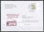 Bund 1691 als portoger. EF mit 700 Pf SWK aus Bogen mit Seitenrand auf Europa-Wertbrief 20-50g von 1993-1997 n. Polen, AnkStpl.