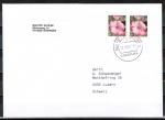Bund 2462 Skl. (Mi. 2513) als portoger. MeF mit 2x 25 Cent Blumen / Malve als Skl.-Marke auf B-Brief vom ZAG Büsingen von 2007-2010 in die Schweiz, codiert