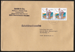 Bund 1609 als portoger. MeF mit 2x 100 Pf Europa 1992 auf Briefdrucksache 50-100g von 1992, 14x20 cm