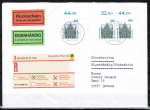 Bund 1937 als portoger. MeF mit 3x 440 Pf SWK aus Bogen mit Ober-Eckrndern auf Inlands-Einschr.-Eigenhndig-Rckschein-Brief 20-50g von 1997-2002, codiert