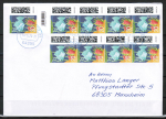 Bund 3861 als portoger. MeF mit 9x 20 Cent Briefe-DS aus Rolle auf "kleinformatigem" Inlands-Brief �ber 50g von 2025-2026, codiert, B6-Format