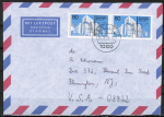 Berlin 785 als portoger. MeF mit 2x 80 Pf Bauausstellung auf Luftpost-Brief 5-10g von 1987-1989 von Berlin in die USA, rs. kleine Code-Stempelchen