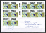 Bund 3843 als portoger. MeF mit 12x 15 Cent Briefe-DS aus Rolle auf "kleinformatigem" Inlands-Brief �ber 50g von 2025-2026, codiert, B6-Format