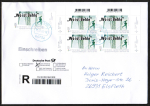 Bund 3461 als portoger. MeF mit 5x 85 Cent Sport 2019 auf Inlands-bergabe-Einschreibe-Brief 14x20 cm von 2022-2024, 20 cm lang, mit Einl.-Schein