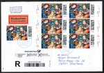 Bund 3932 als portoger. MeF mit 7x 95+40 Cent Weihnachten 2025 auf Inl.-�bergabe-Einschreib-Brief 14x20 cm von 2025-2026 mit Einl.-Schein, 20 cm lang
