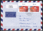 Bund 1354 als portoger. MeF mit 2x 80 Pf Sport 1988 auf Luftpost-Brief bis 5g von 1988-1989 nach Australien