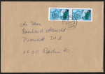 Berlin 754 als portoger. MeF mit 2x 50 Pf Jugend 1986 auf Ortsbrief 20-50g / 14x20 cm vom Oktober 1989 innerhalb Berlins