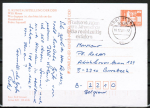 DDR 2521 als Privat-Ganzsache mit 25 Pf kleine Aufbau-Serie in orange mit Bild von Willi Moese: "Wer dagegen ist ..." 1988 portoger. nach Belgien, dort codiert !