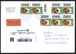 Bund 3898 als portoger. MeF mit 7x 95 II Briefe-Dauerserie aus Rolle mit gr.Zw. auf Inl.-berg.-Einschreibe-Rckschein-Brief 14x20 cm von 2025-2026, 20 cm lang