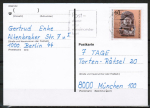 Berlin 710 als portoger. EF mit 60 Pf Vlkerkunde-Museum auf Postkarte von 1984-1991 ins Bundesgebiet