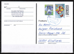 Bund 3714 als portoger. MiF mit 50 Cent Briefe-Dauerserie aus Rolle + 20 Cent Hasenglckchen Skl. auf Inlands-Postkarte von 2022-2024, codiert