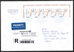 Bund 2297 als portoger. MeF mit 5x 1,44 Euro Frauen-Dauerserie auf Auslands-Einschreibe-Brief 14x20 cm von 2019-2024 nach Chile, AnkStpl. Preis VHS