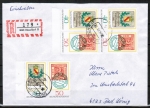 Bund 980+981 - 3x als Zusammendruck 40+50 Pf Tag der Briefmarke 1978 - 20 Pf überfrankiert auf Inlands-Einschreibe-Brief 20-50g von 1979
