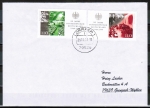 Bund 2051 + 2054 auf Sammler-Brief mit 110 Pf grüne + rote EZM aus 50 Jahre Bundesrepublik-Block von 1999, codiert
