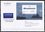 Bund 2589 als überfrankierte EF mit 170 Cent Zeppelin-Block auf Presse+Buch bis 50g von 2008 nach Österreich, codiert