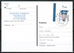 Berlin 814 als portoger. EF mit 70 Pf SWK / Nofretete aus Bogen mit Ober-Eckrand auf Auslands-Postkarte vom Febr. 1989 nach Israel