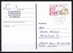 Bund 916+914 o.g. als portoger. Zdr.-EF mit 50rot+30 Pf B+S als Zdr. oben geschnitten aus MH auf Inlands-Postkarte von 1993-1997, codiert