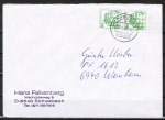 Bund 1038 als portoger. MeF mit 2x grüner 50 Pf B+S - Marke aus Rolle im Buchdruck auf Inlands-Brief 20-50g von 1980-1982