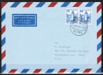 Bund 918 als portoger. MeF mit 2x 70 Pf B+S als waagrechtes Bogen-Paar auf Luftpost-Brief bis 5g von 1987 in die USA, rs. CodeStpl.