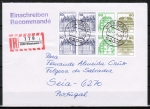 Bund B+S-Heftblatt 3,- DM mit 80 Pf B+S - Marke als portoger. H-Blatt-EF auf CEPT-Einschreib-Brief bis 20g von 1986-1989 nach Portugal, AnkStpl.