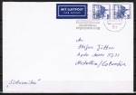 Bund 997 als portoger. MeF mit 2x 90 Pf B+S - Serie aus Rolle auf Luftpost-Brief 5-10g von 1982-1989 nach Kolumbien, AnkStpl.