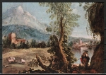 Ansichtskarte von G. Diziani (1689-1767) - "Landschaft mit See und Gebirge"