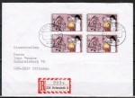 Bund 1276 als portoger. MeF mit 4x 70 Pf Jugend 1986 auf Einschreibe-Brief bis 20g von 1986 in die DDR