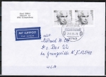 Bund 1350 als portoger. MeF mit 2x 80 Pf J. Kaiser auf Luftpost-Brief 5-10g von 1988 in die USA / Code