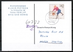 Bund 1501 als portoger. EF mit 140 Pf Sport 1991 auf Einzel-Anschriftenprfungs-Postkarte von 1993-1997, rs. mit Prf-Stempel