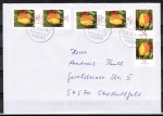 Bund 2484 als portoger. MeF mit 3x 10 Cent Blumen / Tulpe o.g./u.g.-Paare aus dem Zdr.-Blatt auf Inlands-Brief bis 20g von 2014, codiert