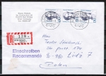 Bund 1366 als portoger. MeF mit 3x 130 Pf Frauen auf Ausl.-Einschreibe-Brief bis 20g von 1989-1991 nach Polen, AnkStpl.