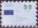 Bund 1342 als portoger. MeF mit 2x 80 Pf SWK als Bogen-Paar auf Luftpost-Brief 5-10g von 1988 nach Indien, AnkStpl.