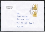 Bund 1380 als portoger. MeF mit 2x 90 Pf SWK aus Rolle auf Auslands-Brief 20-50g von 1988/1989 nach Polen, AnkStpl.