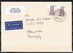 Bund 1375 als portoger. MeF mit 2x 120 Pf SWK aus Rolle auf Luftpost-Brief 15-20g von 1988/1989 n. Paraguay, AnkStpl.