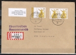 Bund 1401 als portoger. MeF mit 3x 140 Pf SWK aus Bogen auf Inl.-Einschreibe-Brief 20-50g von 1989-1992, B6-Format