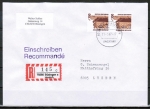 Bund 1348 als portoger. MeF mit 2 x 300 Pf SWK aus Rolle auf Einschreibe-Brief von 1997 vom ZAG Bsingen in die Schweiz