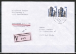 Bund 1407 als portoger. MeF mit 2x 350 Pf SWK aus Rolle auf Inl.-Wertbrief bis 20g von 1989-1992