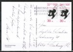 Bund 682 als portoger. MeF mit 2x 30 Pf Winter-Olympiade / Abfahrtslauf aus Bogen auf Inlands-Postkarte von 1985, codiert
