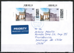 Bund 3808 als portoger. MeF mit 2x 85 Cent Berlin auf Auslands-Brief 20-50g von 2024 nach Chile, Ankunftsstempel