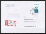 Bund 1381 als portoger. EF mit 280 Pf SWK aus Bogen mit Oberrand auf Inl.-Einschreibe-Brief bis 20g von 1988/1989
