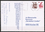 Bund 695+698 u.g. als portoger. Zdr.-EF mit Zdr. 10+30 Pf Unfallverhtung unten geschnitten aus MH auf Inlands-Postkarte von 1974-1978