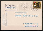 Bund 340 als portoger. EF mit 7 Pf Wohlfahrt 1960 / Rotk�ppchen auf Inlands-Drucksache-Postkarte von 1960-1962, Marke kleine M�ngel