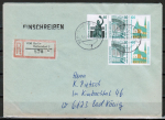Bund Zdr. 60+80+100 Pf SWK oben geschnitten + 80+100 Pf SWK unten geschnitten aus MH als portoger. Zdr.-MiF auf Inl.-EBf. 20-50g vom Sept. 1991