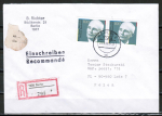 Bund 1494 als portoger. MeF mit 2x 100 Pf Walter Eucken auf VGO-Einschreib-Brief bis 20g von M�rz 1991 nach Polen, AnkStpl.