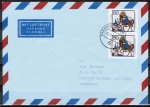 Bund 1233 als portoger. MeFmit 2x 80 Pf Weihnachten 1984 auf Luftpost-Brief bis 5g nach Australien von 1987